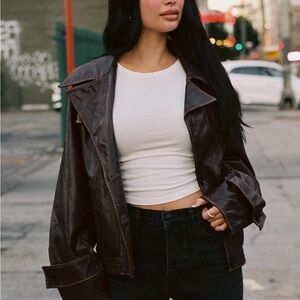 Princess Polly Dark Brown Leather Jacket